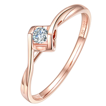One carat effect Angel Kiss diamond ring 18K white gold Wedding diamond ring Female rose gold heart ring