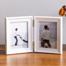 European style solid wood photo frame 5678 inch table wooden screen swing table white double Childrens combination ornaments