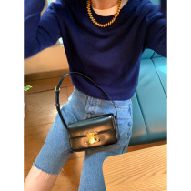 Ashigo vcruan navy blue all wool sweater round neck pullover cardigan womens 2021 New knitted top