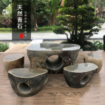 Stone tables stone benches Garden Villas outdoor parks outdoor natural blue stone piers household whole stone stone tables and chairs