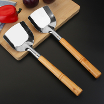 Wooden handle stainless steel spatula old-fashioned uncoated anti-scalding spatula chef spatula long handle wooden thickened rice spatula