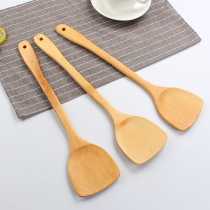 Wooden shovel bamboo wood unpainted non-stick pan special wooden spatula frying pan shovel stir-frying wooden shovel rice spoon soup spoon set