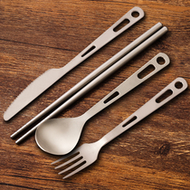 Pure titanium outdoor tableware convenient folding fork spoon travel picnic field camping trip home tableware titanium alloy