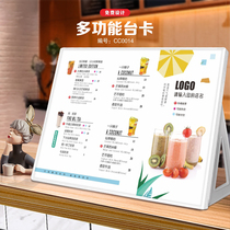 Milk tea shop restaurant bar table a3a4 stand card Acrylic table card Ordering price list Menu display card customization
