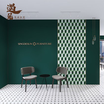 Light extravagant pure color spot ink green background guard wall panel wood fiber integrated wall panel to figure custom splicing buttoning plate
