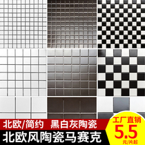 Ceramic mosaic tile block black and white gray kitchen bathroom swimming pool balcony non-slip floor tiles