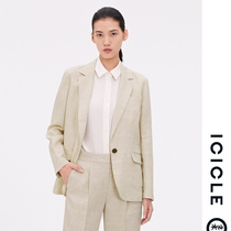 (flax series) ICICLEs and womens clothing linen straight suit jacket suit woman