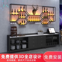 Wine rack storage rack Wall-mounted bar bar wine cabinet Wrought iron wall wine rack Creative wall wine cabinet display rack