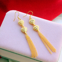 Inner and outer homoeroy Vietnamese sandgold ear line explicit face slim lengthened earrings heart-shaped noble atmosphere plated gold leaf