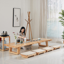 Japanese tatami tea table solid wood coffee table Zen low table floating window long window sill table tea table sitting on the ground Kang table