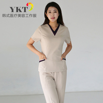 Korean version of plastic hospital nurse clothes high-grade oral dental work clothes Technician clothes Beauty salon beautician work clothes