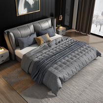 Nordic light luxury type 1 8 meters master bedroom leather art double soft bag bed Simple modern 1 5 meters large wedding bed furniture