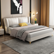 Nordic light luxury 1 8 meters leather art double soft bag bed master bedroom simple and modern 1 5 meters latex big wedding bed furniture