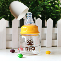 Newborn baby glass bottle small mini drinking water anti-fall anti-flatulence breast milk silicone pacifier Juice small bottle