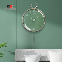 TIMESS clock Nordic light luxury deer head modern simple atmosphere living room home fashion non-perforated mute wall clock