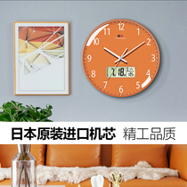Japan imported Seiko movement clock wall clock living room clock home fashion hanging wall light luxury mute atmospheric bedroom