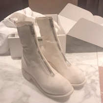 White thick-heeled boots front zipper martin boots womens summer 2021 new guidi ghost emperor boots pl2 leather boots