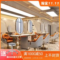 Barber shop mirror table Net red hairdressing mirror against the wall with light hair salon special cabinet one-piece ironing single-sided mirror