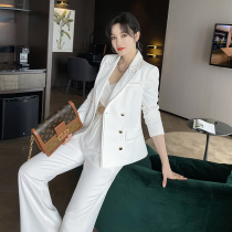 Zhang Nian En custom 73 fashion blogger white blazer commuter OL interview formal professional suit female