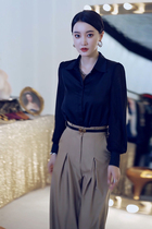  Zhang Nianen customized 164 fashionable light chiffon shirt black formal wide-leg pants professional suit female summer