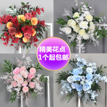 Mori simulation road guide flower wedding background board corner flower row flower Flower Ball wedding floral decoration arch flower layout
