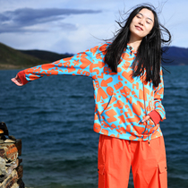Beijing Forest outdoor travel original hooded casual top loose print fleece sweater mountaineering jacket men and women