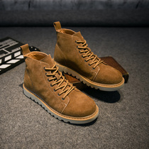  2021 summer new Martin boots mens mid-top leather British booties all-match high-top tooling shoes boots mens trend