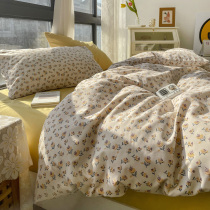 ins american fields garden wind small crummy bed four pieces of water washed cotton nude sleep 1 5m1 8 quilt cover bed linen three sets