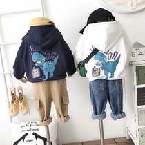 Childrens childrens childrens spring and autumn Childrens autumn clothes baby children with hats Baby necropolis The Korean version of the dinosaur long sleeve blouses jacket