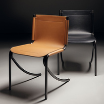 Italian replica Acerbis Jot dining chair book chair Italian minimalist steel pipe chair saddle leather chair designer