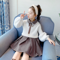 Girl dress autumn winter 2021 autumn new foreign style children princess dress autumn set Net red skirt autumn