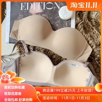Japan glossy non-scratch chest half cup non-slip strapless underwear womens small chest beauty back non-steel circle bra bra
