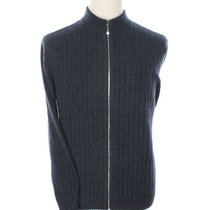 17 autumn and winter Dongsheng mens cashmere sweater solid color mens zipper semi-turtleneck cardigan sweater thickened warm