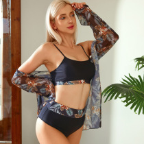 New National Bikini Maple Leaf Printed Three Piece Swimwear S