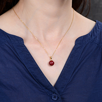 S925 silver inlaid natural cinnabar purple gold sand sterling silver choker necklace original design simple pendant