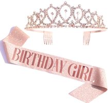 Glitter girl birthday decoration shoulder strap etiquette strap birthday girl sash Crown 21 30 party