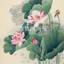 Gongbi painting white drawing background Lotus white drawing Landscape character painting flowers and birds Line drawing Copy physical drawing 232