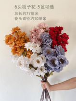 On-site flower arrangement wedding hall ceiling high branch flower New 6 head gardenia flower high branch single branch simulation flower silk silk flower