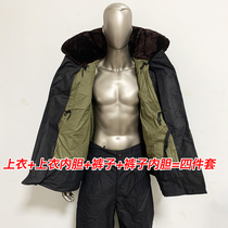 59 Ground cotton overalls stock navy blue winter thickened warm interior removable lint cotton pants set
