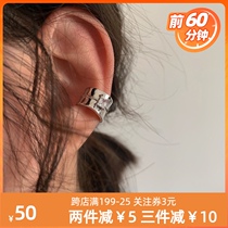 ACCINS 925 silver cold wind ear buckle square drill simple ear clip personality design wide ear clip without ear hole for men and women