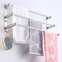 304 stainless steel towel rack Towel bar three-pole hole-free bathroom toilet pylons three-layer towel rack Nordic