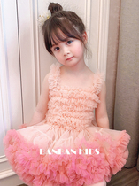  banbankids girls baby summer jumpsuit tutu skirt princess puffy gauze cake dress dress birthday gift