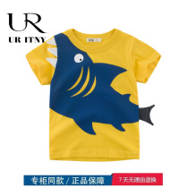 Brand discount store dedicated cabinet Clear Childrens Clean Clean Summer Pure Cotton Short sleeve Han Edition Fashion Childrens T-shirt
