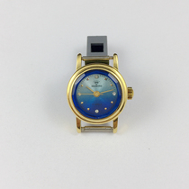 The original inventory Shanghai diamond brand yellow shell blue faced Ms. manual mechanical watch with a diameter of 21mm