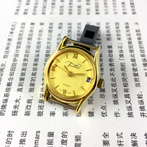 Liaocheng watch factory production Taishan brand yellow shell article nail huang mian single calendar Ms. manual mechanical diameter 26mm