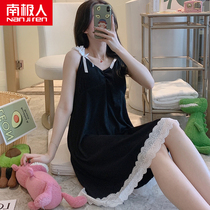Antarctic human sexy sling night dress womens summer chest pad pregnant women thin lace pure cotton 2021 new pajamas