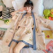 Sleepwear Womens Summer Sleeping Robe Harness Cute Pure Cotton 2022 New Spring And Autumn Day Home Conserved Bathrobe Thin Suit