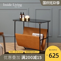 Printing color home sofa side simple modern glass creative light luxury living room bedside table small coffee table corner