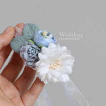 Hipster wedding bridesmaid wrist flower sister group hand flower ribbon simulation flower flower flower girl jewelry children dance flower