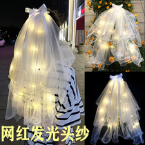 I think more of my glowing veil net red photo to get the bride fairy hair ornaments light gauze female childrens bow headgear props